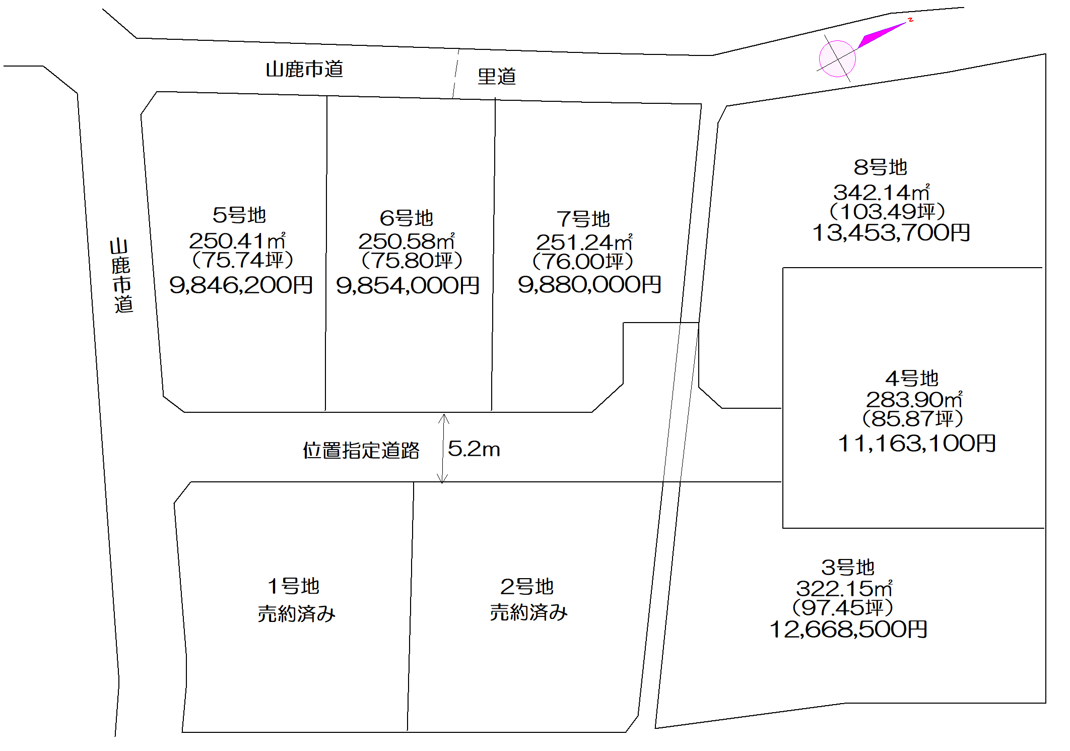 人気の山鹿小学校校区　山鹿市鹿校通　全8区画分譲地